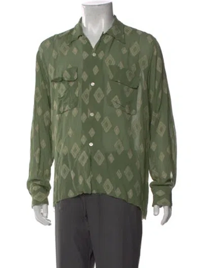 Pre-owned Needles Printed Long Sleeve Western Shirt In Green
