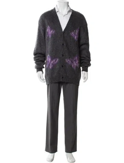 Pre-owned Needles Printed Open Front Cardigan In Gray