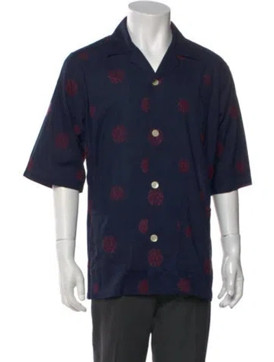Pre-owned Needles Printed Short Sleeve Shirt In Blue