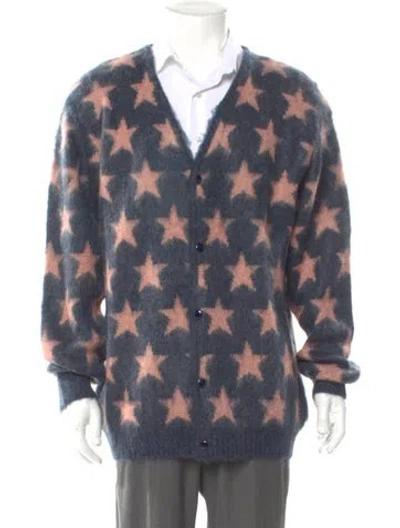 Pre-owned Needles Printed V-neck Cardigan W/ Tags In Blue