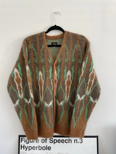 Pre-owned Needles Psychedelic Mohair Cardigan In Brown