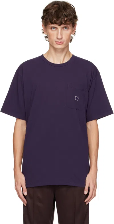 Needles Purple Embroidered-logo T-shirt In B-eggplant