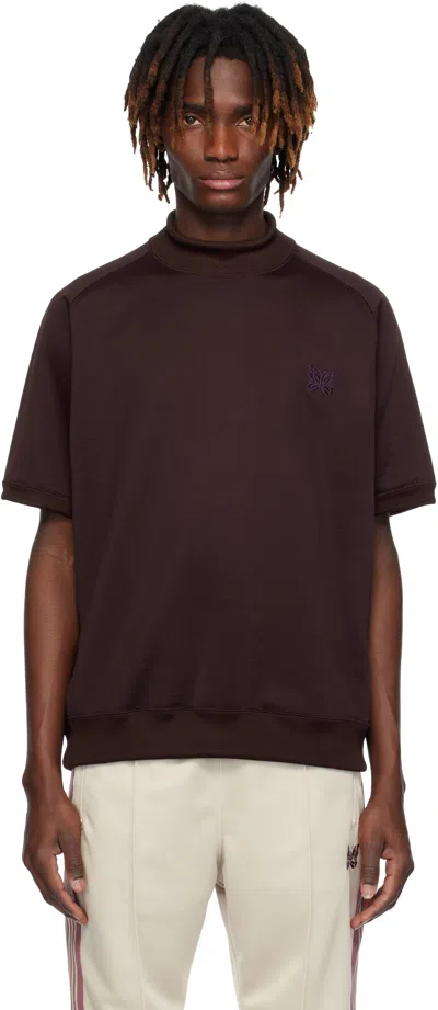Needles Purple Mock Neck T-shirt In B-dk.purple