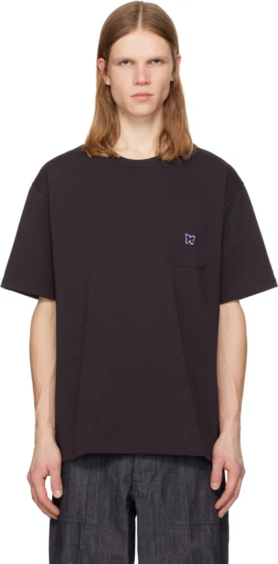 Needles Purple S/s Crew Neck T-shirt In Black