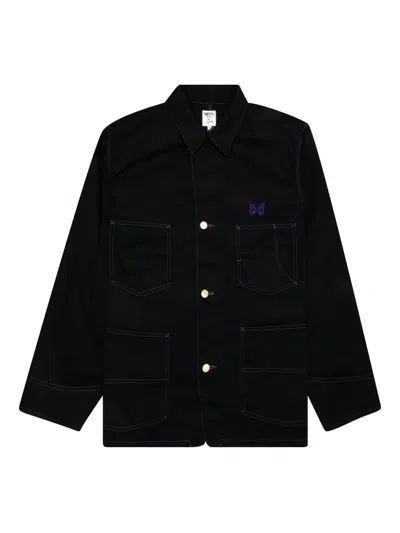 Needles Purple-stitch Twill Coverall In Black