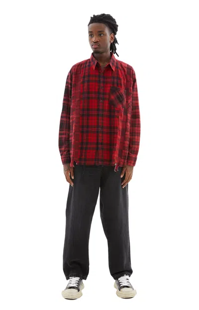Needles Rebuild By  7 Cuts Wide Flannel Shirt In Red
