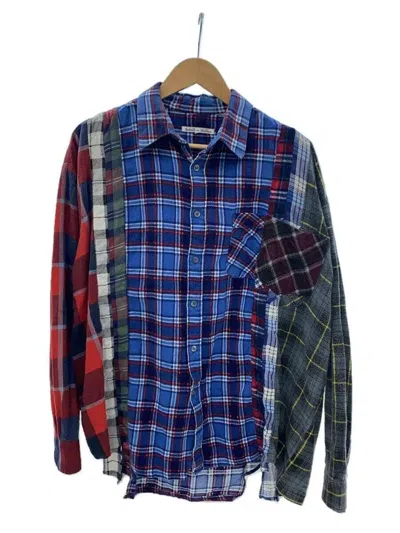 Pre-owned Needles Reconstructed Rebuild Flannel Button Shirt In Multicolor