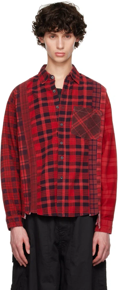 Needles Red Paneled Shirt In A-red