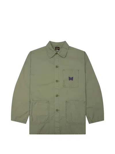 Needles Reversed Sateen Butterfly-embroidered Jacket In Green