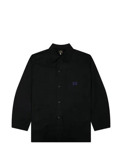 Needles Reversed Sateen Coverall Shirt Jacket In Black