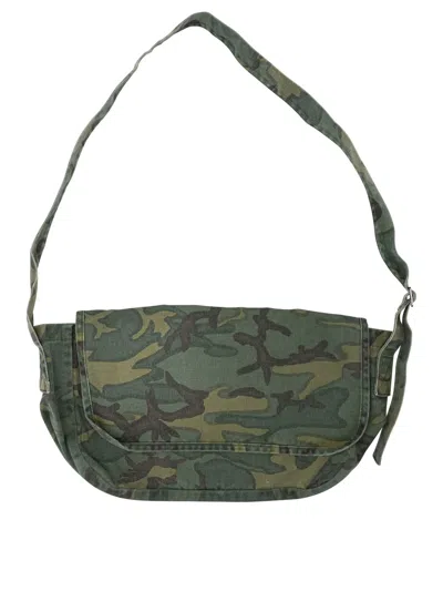 Needles Reversible News Paper Bag Green Cotton Large Shoulder Bag