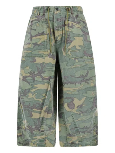 Needles Camo Wide Trousers In Green