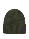 Needles Ribbed-knit Butterfly-embroidered Beanie In Green