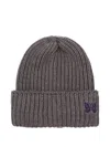 Needles Ribbed-knit Butterfly-embroidery Beanie In Gray