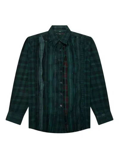 Needles Ribbon-detail Plaid Shirt In Green