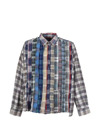 Needles Ribbon Patchwork Fannel Shirt In Gray