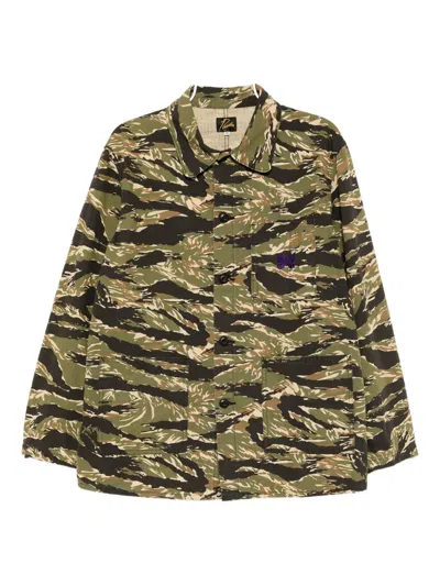 Needles Ripstop Camo Coverall Jacket In Green