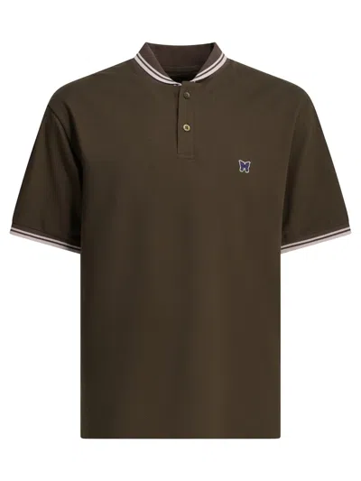 Needles Shawl Collar Brown Cotton Polo Shirt