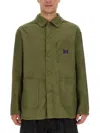 Needles Embroidered Cotton Shirt Jacket In Green