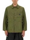 Needles Embroidered Cotton Shirt Jacket In Green
