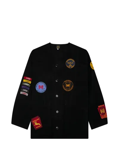 Needles Shooting Patch-detail Waxed Jacket In Black