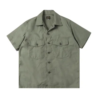 Pre-owned Needles Short-sleeve Fatigue Shirt 'olive' In Green