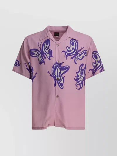 NEEDLES SHORT SLEEVES BUTTERFLY PRINT SHIRT