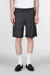 Needles Animal Print Back Pocket Elastic Waistband Shorts In Black
