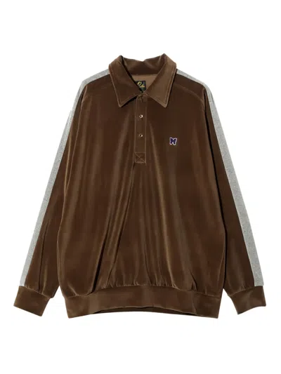 Needles Side-stripe Polo Shirt In Brown
