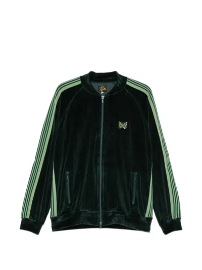 Needles Side-stripe Velvet Jacket In Green