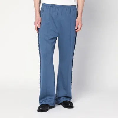 NEEDLES SLATE BLUE JOGGING PANTS WITH FRINGES