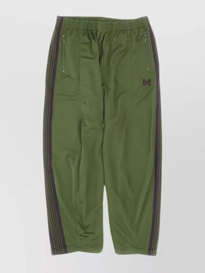 Needles Smooth Poly Track Pant With Side Stripes In Green