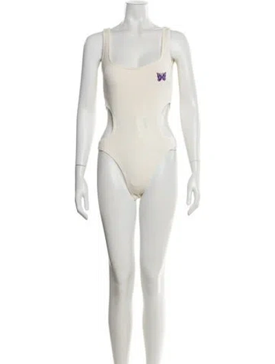 Pre-owned Needles Square Neckline Sleeveless Bodysuit In Neutral