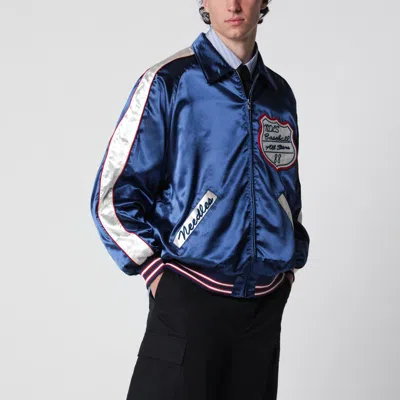 Needles Stadium Jacket In Polyester Satin, Navy In Blue