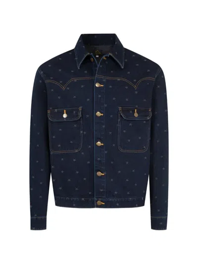 Needles Star-jacquard Denim Jacket In Blue