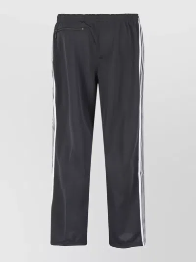 Needles Straight Leg Pants Side Stripes Zip Pockets In Black