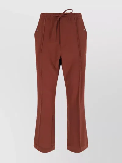 Needles Straight Trousers With Elastic Waistband And Side Pockets In Brown
