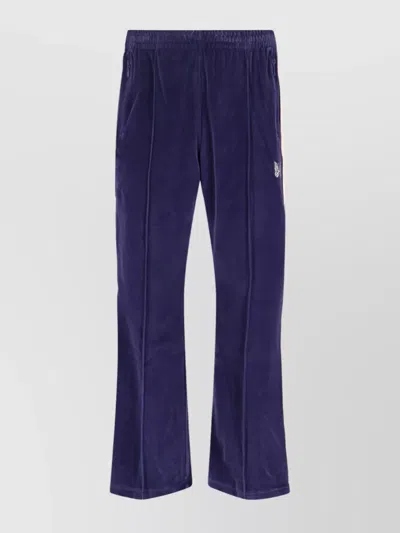 Needles Straight Velvet Trousers Featuring Elastic Waistband In Blue