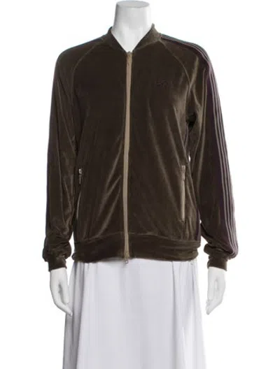 Pre-owned Needles Striped Bomber Jacket W/ Tags In Brown/green