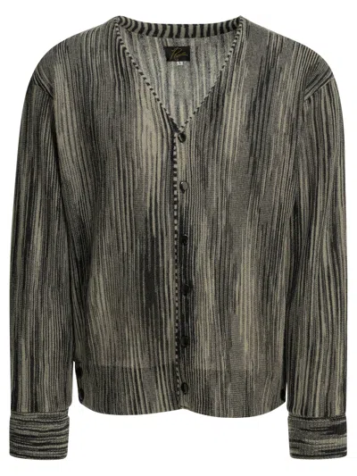 Needles Striped Cardigan In Black