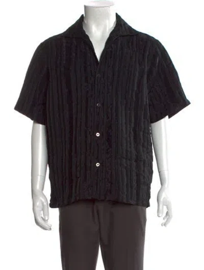 Pre-owned Needles Striped Short Sleeve Shirt In Black