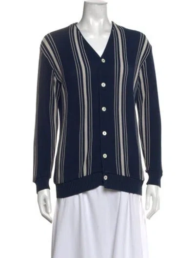 Pre-owned Needles Striped V-neck Sweater In Blue