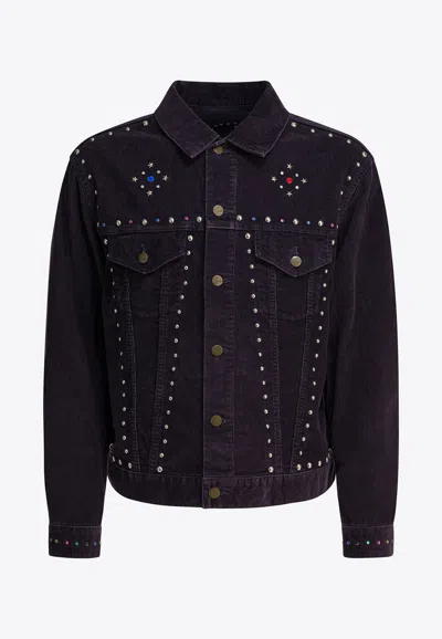Needles Studded Corduroy Denim Jacket In Purple