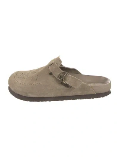Pre-owned Needles Suede Eyelet Trim Slippers In Neutral