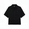 Needles Textured Black Short-sleeved Shirt With Classic Collar And Chest Pockets In Black