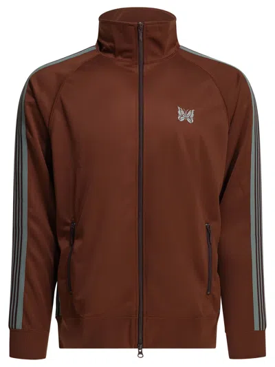Needles "track Poly" Zippered Sweatshirt In Bordeaux