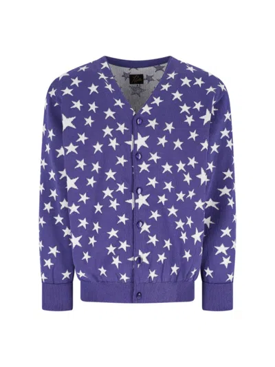 Needles V-neck Cardigan With Stars - Purple