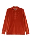 Needles Velour Polo Shirt In Orange