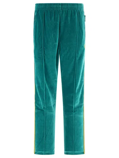 Needles Track Velvet Trousers Elastic Waistband In Blue