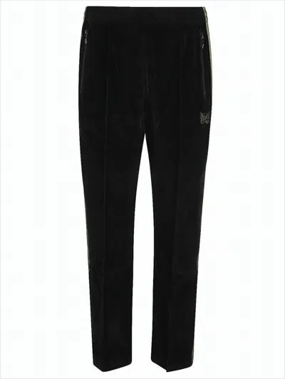 Needles Velvety Jogger Pants With Distinctive Side Stripe In Black